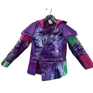 Disney Descendants Mal Faux Leather Jacket Purple/Green Girls Size 10/12 Costume